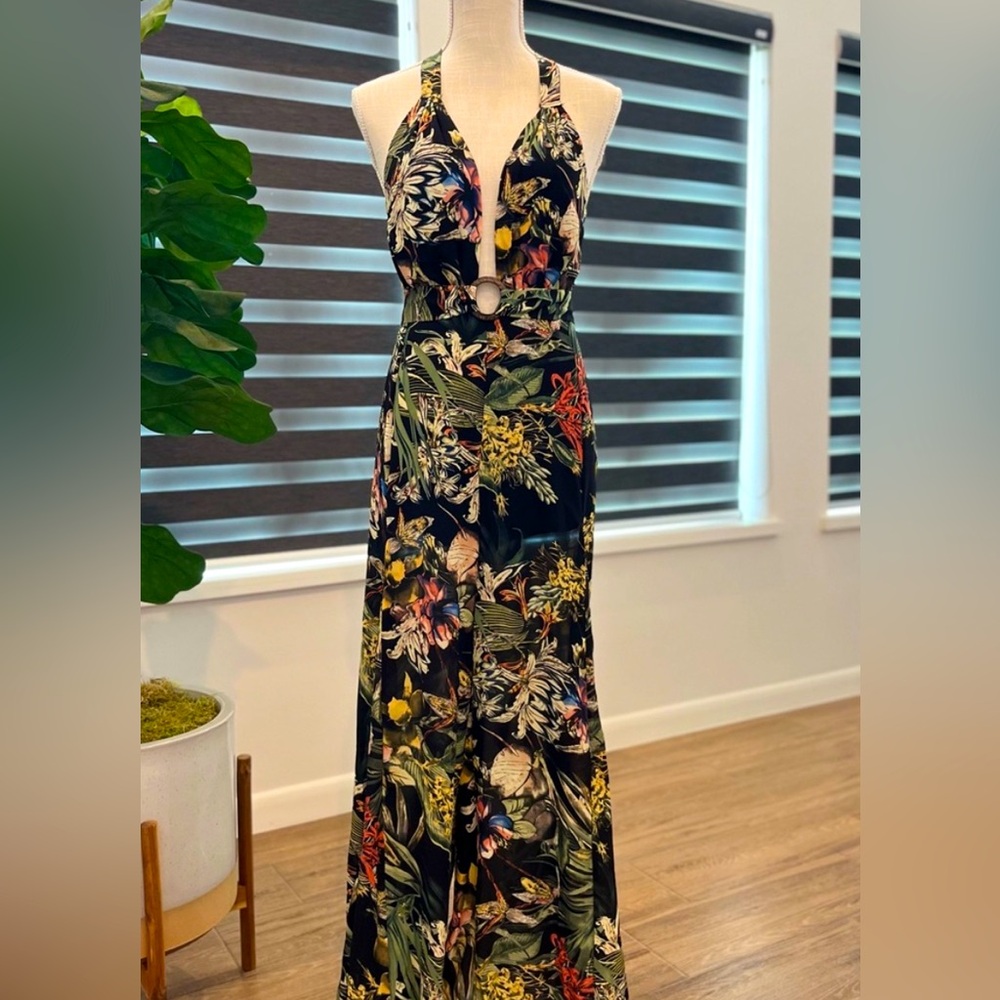New Tropic trim tie black jumpsuit